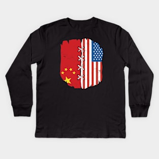 Proud Chinese American Heritage // China & USA Flags Kids Long Sleeve T-Shirt